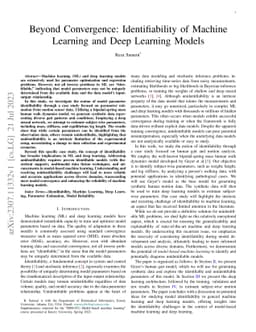 Beyond Convergence: Identifiability of Machine Learning and Deep
  Learning Models