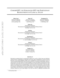 CohortGPT: An Enhanced GPT for Participant Recruitment in Clinical Study