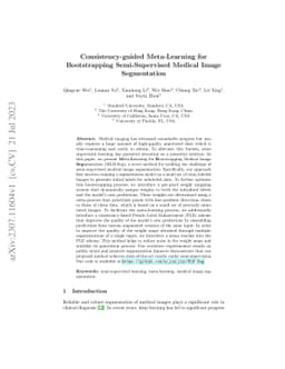 Consistency-guided Meta-Learning for Bootstrapping Semi-Supervised
  Medical Image Segmentation
