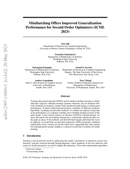 Minibatching Offers Improved Generalization Performance for Second Order
  Optimizers