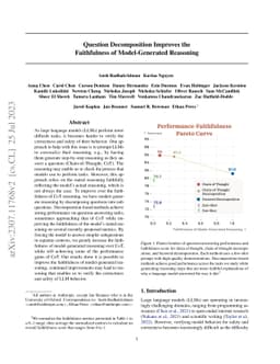 Question Decomposition Improves the Faithfulness of Model-Generated
  Reasoning