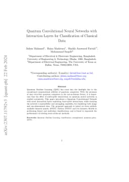 Quantum Convolutional Neural Networks with Interaction Layers for
  Classification of Classical Data