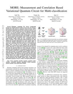 MORE: Measurement and Correlation Based Variational Quantum Circuit for
  Multi-classification