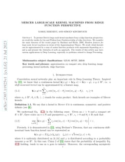 Mercer Large-Scale Kernel Machines from Ridge Function Perspective