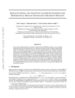 Batch Clipping and Adaptive Layerwise Clipping for Differential Private
  Stochastic Gradient Descent