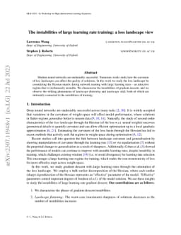 The instabilities of large learning rate training: a loss landscape view