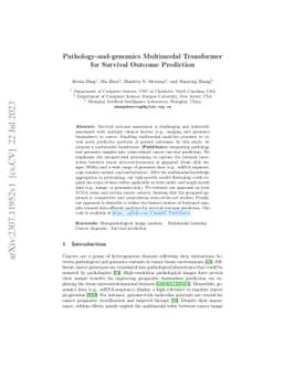 Pathology-and-genomics Multimodal Transformer for Survival Outcome
  Prediction