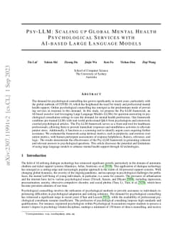 Psy-LLM: Scaling up Global Mental Health Psychological Services with
  AI-based Large Language Models