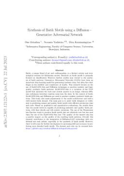 Synthesis of Batik Motifs using a Diffusion -- Generative Adversarial
  Network