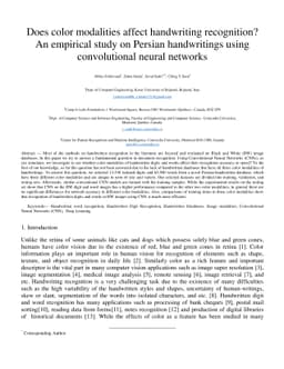 Does color modalities affect handwriting recognition? An empirical study
  on Persian handwritings using convolutional neural networks
