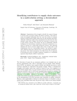 Identifying contributors to supply chain outcomes in a multi-echelon
  setting: a decentralised approach