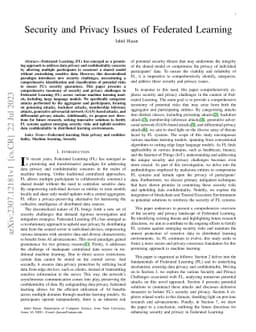Security and Privacy Issues of Federated Learning