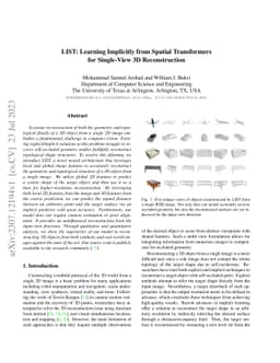 LIST: Learning Implicitly from Spatial Transformers for Single-View 3D
  Reconstruction