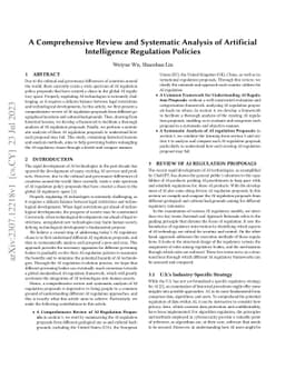 A Comprehensive Review and Systematic Analysis of Artificial
  Intelligence Regulation Policies