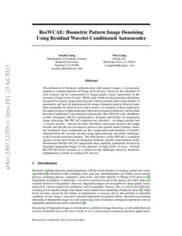 ResWCAE: Biometric Pattern Image Denoising Using Residual
  Wavelet-Conditioned Autoencoder