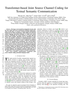 Transformer-based Joint Source Channel Coding for Textual Semantic
  Communication
