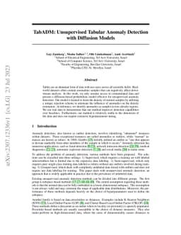 TabADM: Unsupervised Tabular Anomaly Detection with Diffusion Models