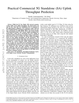 Practical Commercial 5G Standalone (SA) Uplink Throughput Prediction