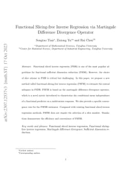 Functional Slicing-free Inverse Regression via Martingale Difference
  Divergence Operator