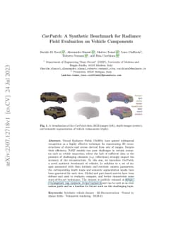 CarPatch: A Synthetic Benchmark for Radiance Field Evaluation on Vehicle
  Components