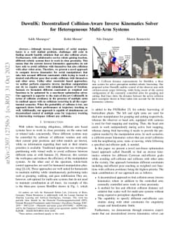 DawnIK: Decentralized Collision-Aware Inverse Kinematics Solver for
  Heterogeneous Multi-Arm Systems