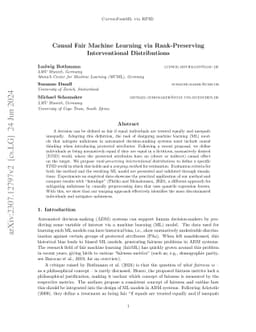 Causal Fair Machine Learning via Rank-Preserving Interventional
  Distributions