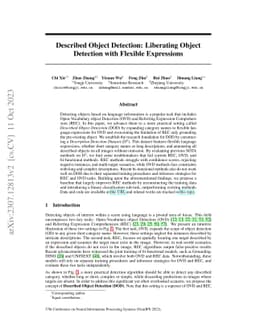 Described Object Detection: Liberating Object Detection with Flexible
  Expressions