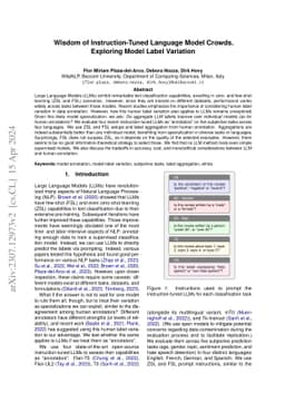 Wisdom of Instruction-Tuned Language Model Crowds. Exploring Model Label
  Variation