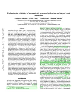Evaluating the reliability of automatically generated pedestrian and
  bicycle crash surrogates