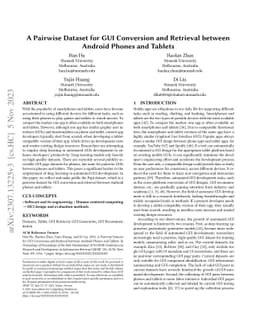 A Pairwise Dataset for GUI Conversion and Retrieval between Android
  Phones and Tablets