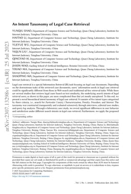 An Intent Taxonomy of Legal Case Retrieval
