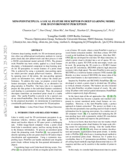 Mini-PointNetPlus: a local feature descriptor in deep learning model for
  3d environment perception