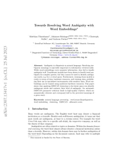 Towards Resolving Word Ambiguity with Word Embeddings