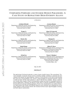 Comparing Forward and Inverse Design Paradigms: A Case Study on
  Refractory High-Entropy Alloys