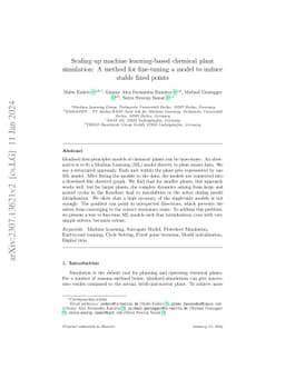 Scaling up machine learning-based chemical plant simulation: A method
  for fine-tuning a model to induce stable fixed points