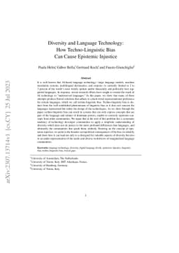Diversity and Language Technology: How Techno-Linguistic Bias Can Cause
  Epistemic Injustice