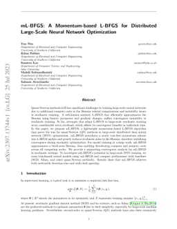 mL-BFGS: A Momentum-based L-BFGS for Distributed Large-Scale Neural
  Network Optimization