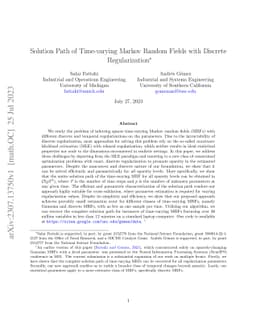 Solution Path of Time-varying Markov Random Fields with Discrete
  Regularization