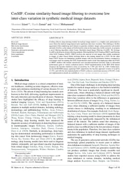 CosSIF: Cosine similarity-based image filtering to overcome low
  inter-class variation in synthetic medical image datasets