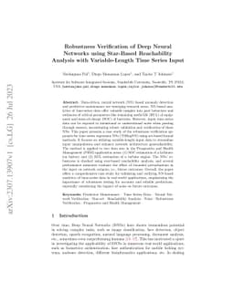Robustness Verification of Deep Neural Networks using Star-Based
  Reachability Analysis with Variable-Length Time Series Input