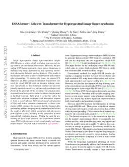 ESSAformer: Efficient Transformer for Hyperspectral Image
  Super-resolution