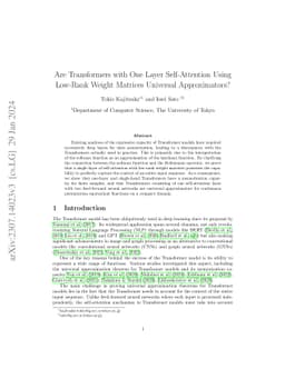 Are Transformers with One Layer Self-Attention Using Low-Rank Weight
  Matrices Universal Approximators?