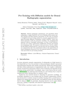 Pre-Training with Diffusion models for Dental Radiography segmentation