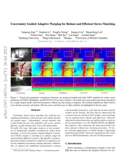 Uncertainty Guided Adaptive Warping for Robust and Efficient Stereo
  Matching