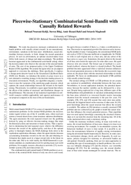 Piecewise-Stationary Combinatorial Semi-Bandit with Causally Related
  Rewards
