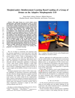 MorphoLander: Reinforcement Learning Based Landing of a Group of Drones
  on the Adaptive Morphogenetic UAV