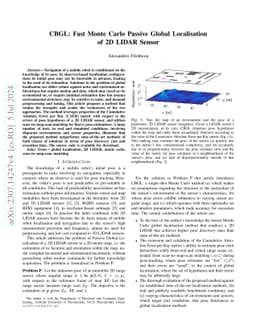 CBGL: Fast Monte Carlo Passive Global Localisation of 2D LIDAR Sensor