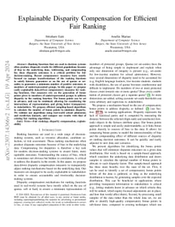 Explainable Disparity Compensation for Efficient Fair Ranking