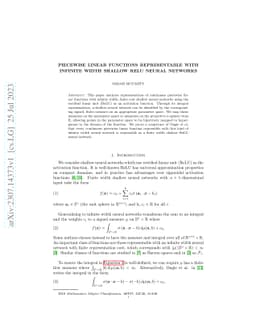 Piecewise Linear Functions Representable with Infinite Width Shallow
  ReLU Neural Networks