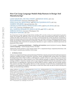 How Can Large Language Models Help Humans in Design and Manufacturing?